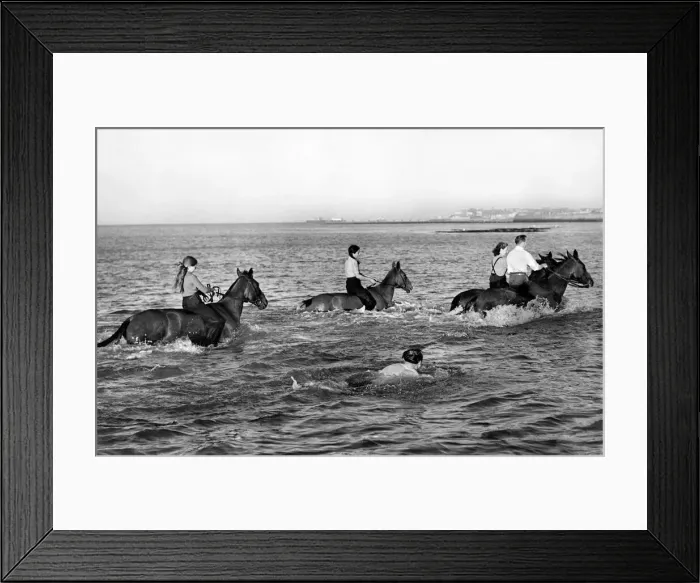 Framed Print : Local riders take the horses from the Riding School at Westgate, Kent Framed Print : Local riders take the horses from the Riding School at Westgate, Kent