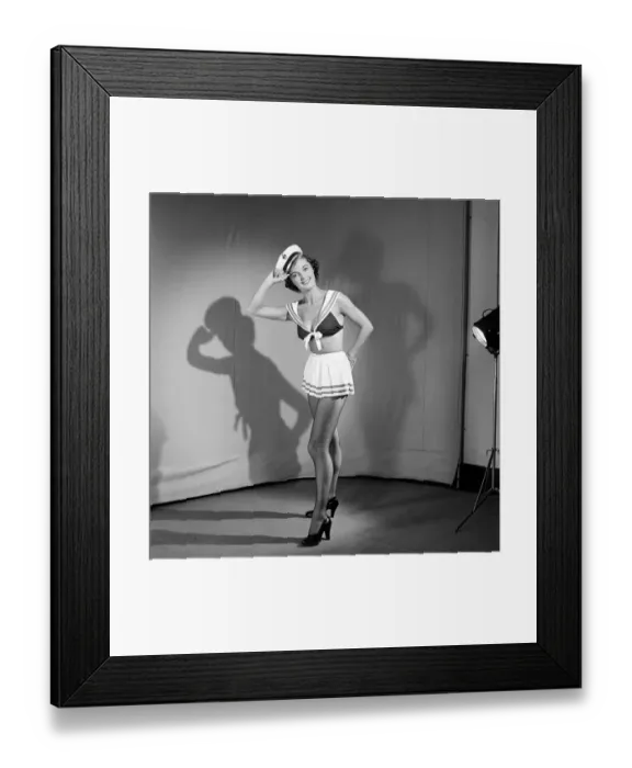Framed Print : Model wearing fancy dress sailors outfit. 1959 E34-001