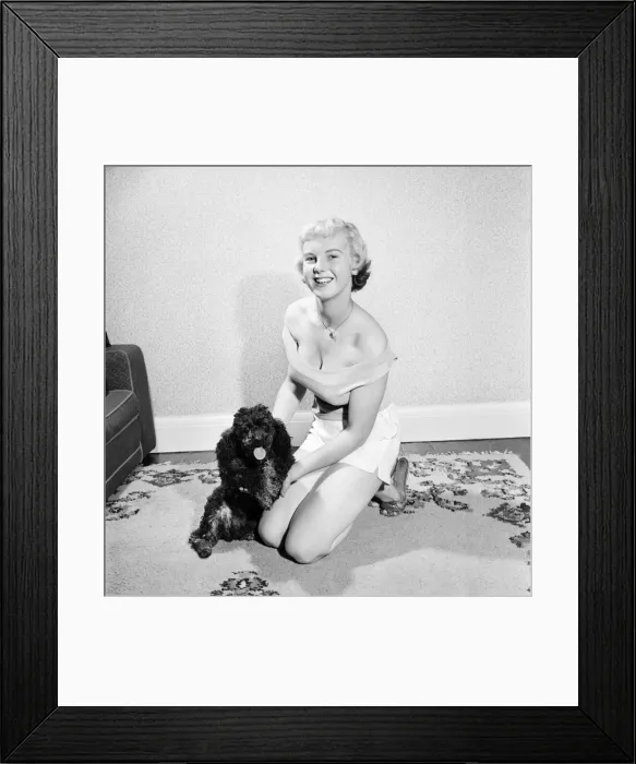Framed Print : Pat Bolton seen here with her pet poodle dog. 1964 E298-006 Framed Print : Pat Bolton seen here with her pet poodle dog. 1964 E298-006