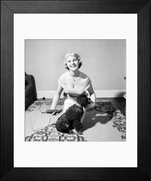 Framed Print : Pat Bolton seen here with her pet poodle dog. 1964 E298 Framed Print : Pat Bolton seen here with her pet poodle dog. 1964 E298