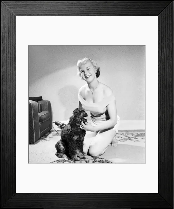 Framed Print : Pat Bolton seen here with her pet poodle dog. 1964 E298-011