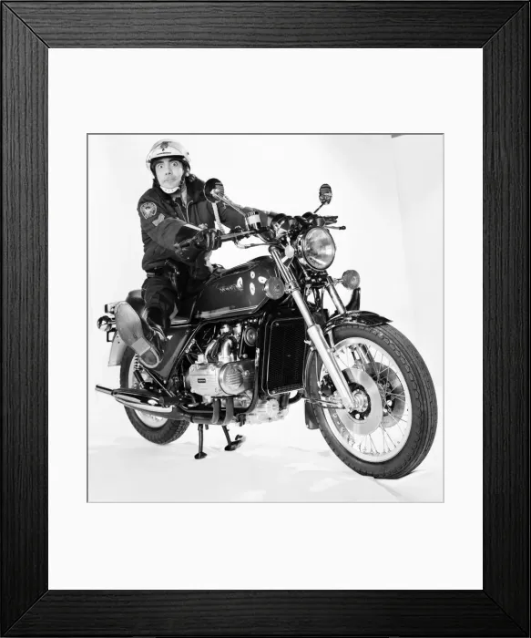 Framed Print : Keith Moon of the who pop group on a Honda Motorbike. January 1976 76-00053-003