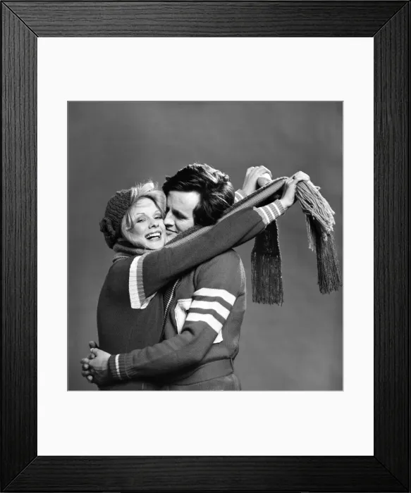 Framed Print : Couple / Smiling: Models Sharron Lynne and Alistair Findlay. February 1975 75-00869-001 Framed Print : Couple / Smiling: Models Sharron Lynne and Alistair Findlay. February 1975 75-00869-001