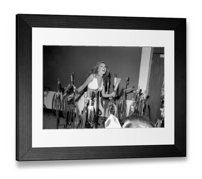Framed Print : Julie Ege records a John Lennon song. Julie Ege, the Norwegian film