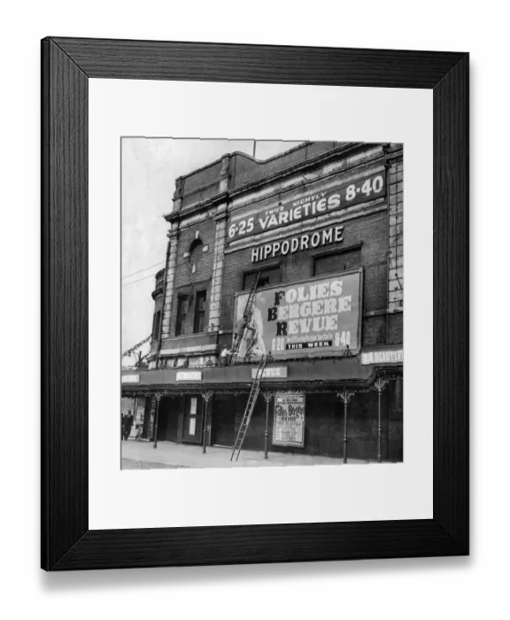 Framed Print : A general view of the side of the Manchester Hippodrome on which the poster has been Framed Print : A general view of the side of the Manchester Hippodrome on which the poster has been