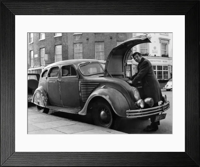 Framed Print : Eric Lister with his 1936 Chrysler. February 1968 P005861