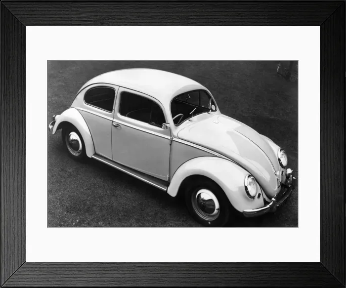 Framed Print : VW Beetle, this is the familiar outline of the volkswagen. April 1959 P005855 Framed Print : VW Beetle, this is the familiar outline of the volkswagen. April 1959 P005855