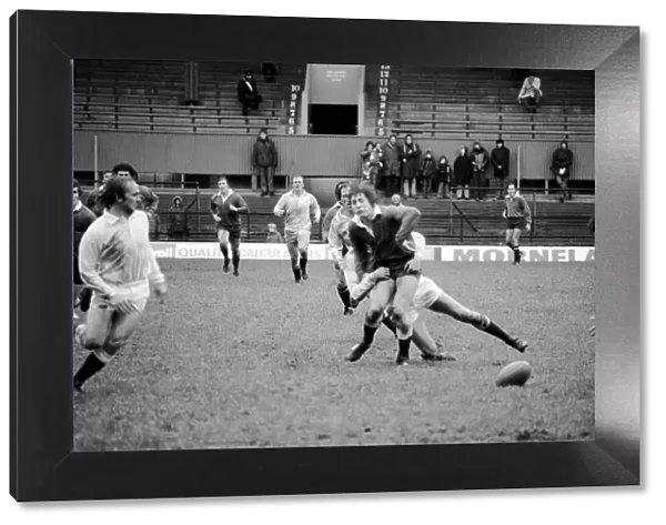 Sport  /  Action: England Rugby trials. January 1977 77-00005-008