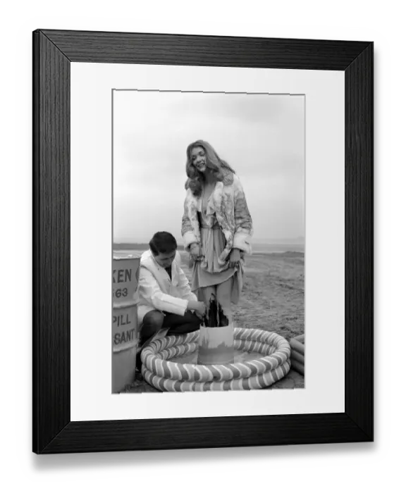 Framed Print : Glamour  /  Unusual  /  Humour: New detergent for removal of oil publicity stunt. Miss U. K