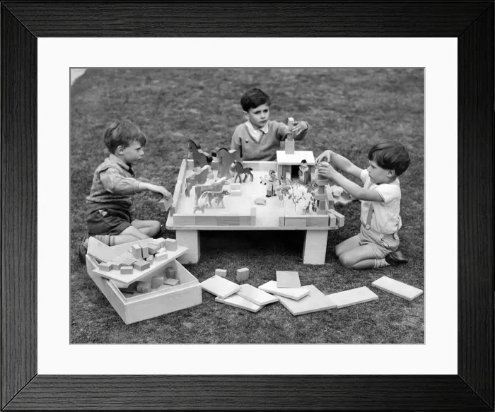 Framed Print : Children Playing with toys at a childrens home. June 1934 P005091 Framed Print : Children Playing with toys at a childrens home. June 1934 P005091