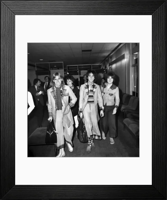 Framed Print : Bay City Rollers. The Bay City Rollers'leaving Heathrow airport for Los Framed Print : Bay City Rollers. The Bay City Rollers'leaving Heathrow airport for Los