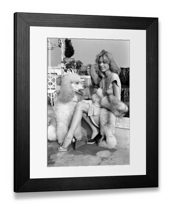 Framed Print : Woman and dog. Suzanna Leigh at todays photo session with her poodle Natashia