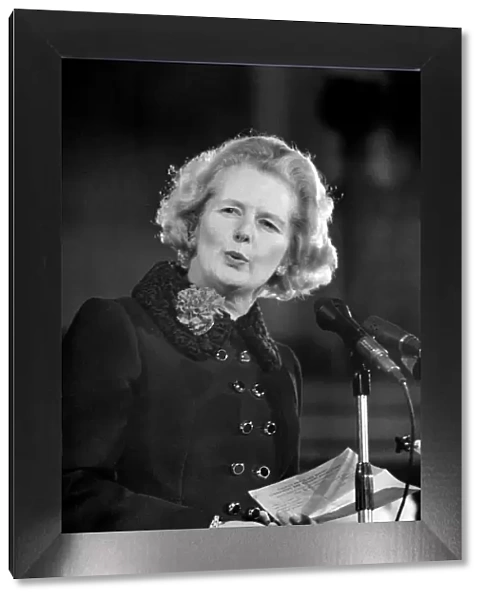 Mrs. Margaret Thatcher Talks to Tradesmen. Mrs. Thatcher speaking