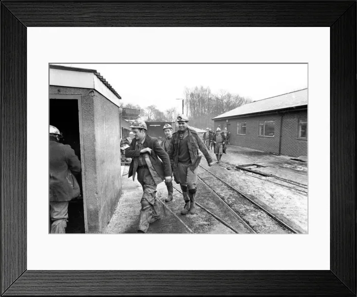 Framed Print : Miners ready to start their shift on a frosty January morning Framed Print : Miners ready to start their shift on a frosty January morning