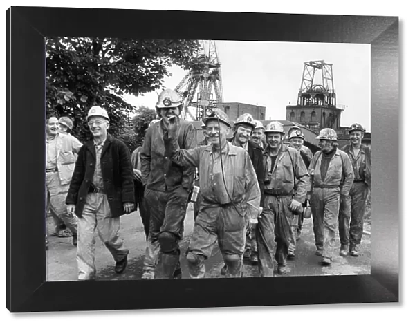 The last shift of miners prepare to go down Boldon Colliery bringing to a close 116 years