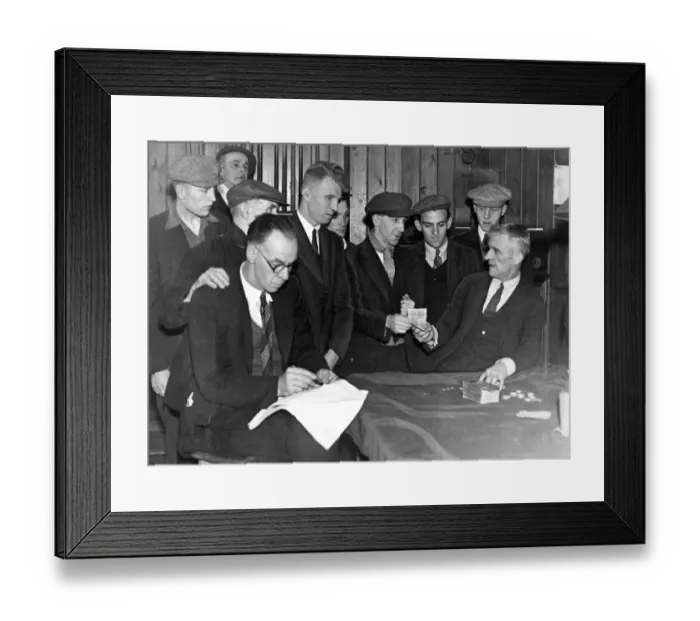 Framed Print : Distribution to Durham miners of the N. C. B of £50, 000 Framed Print : Distribution to Durham miners of the N. C. B of £50, 000