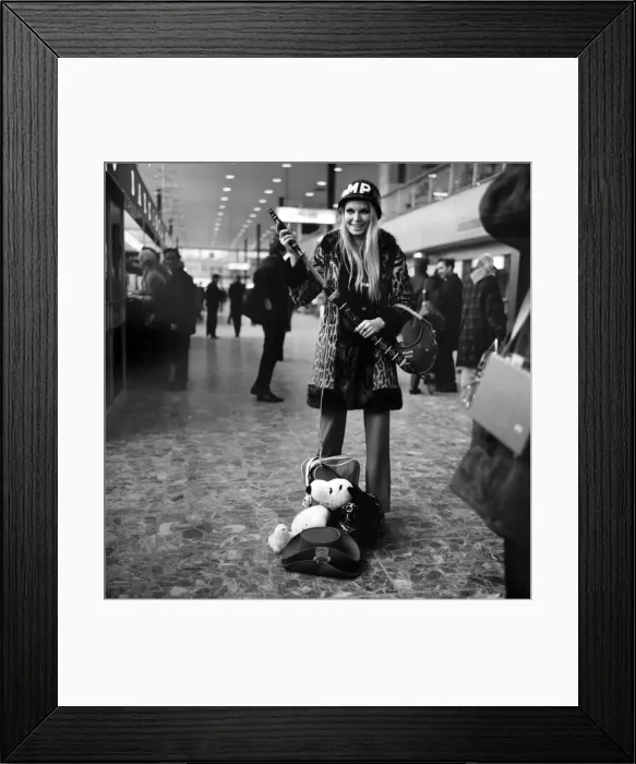 Framed Print : Miss World, Eva Rueber-Staier wearing the U. S. helmet pictured at Heathrow Framed Print : Miss World, Eva Rueber-Staier wearing the U. S. helmet pictured at Heathrow