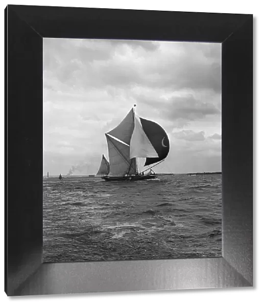 Thames sailing barge race June 1962 A Barge under full sail off the Essex