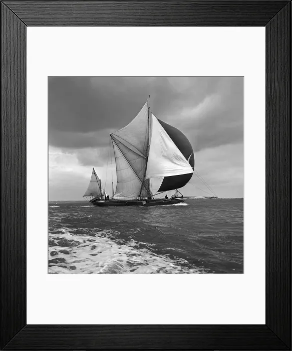 Framed Print : Thames sailing barge race June 1962. A Barge under full sail off the Essex Framed Print : Thames sailing barge race June 1962. A Barge under full sail off the Essex