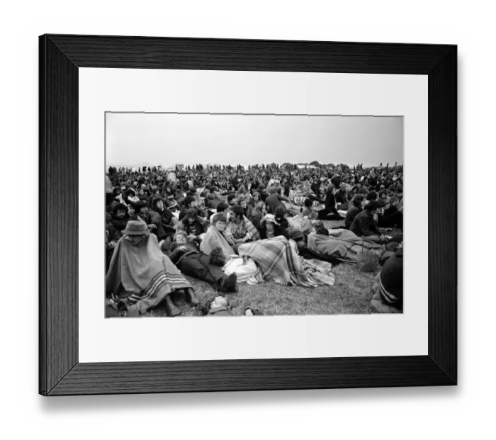 Framed Print : Music fans at The Isle of Wight Festival. 30th August 1969