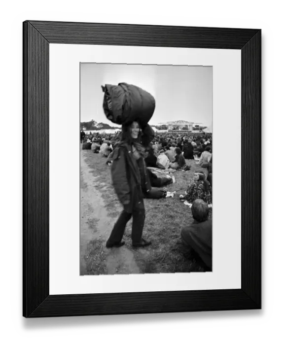Framed Print : Music fan at The Isle of Wight Festival. 30th August 1969
