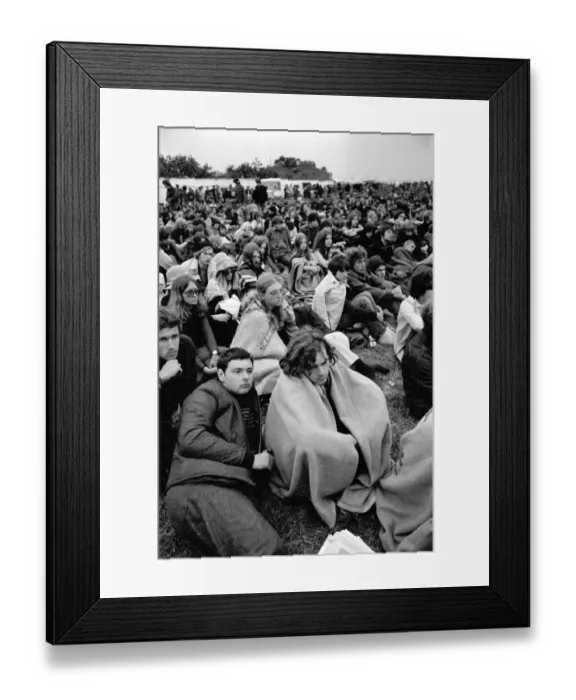 Framed Print : Music fans at The Isle of Wight Festival. 30th August 1969