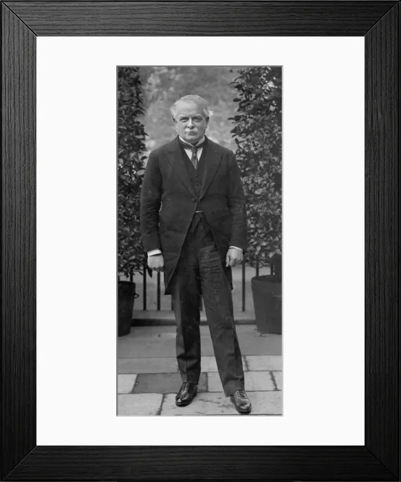 Framed Print : David Lloyd George seen here posing in the garden of 10 Downing Street shortly before he Framed Print : David Lloyd George seen here posing in the garden of 10 Downing Street shortly before he