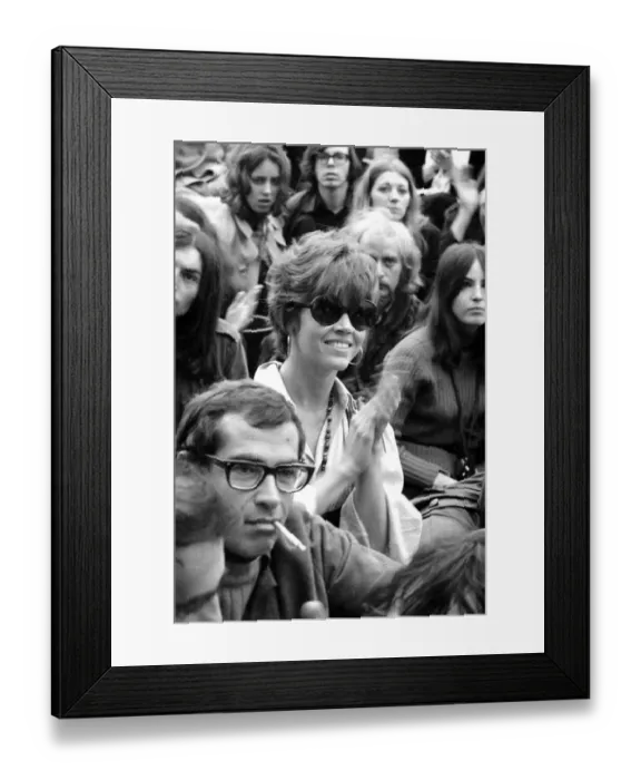 Framed Print : Jane Fonda and Roger Vadim applauding The Who at The Isle of Wight Festival