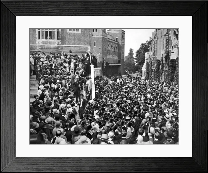 Framed Print : Pupils of Harrow Public school cheer Mr Amery outside the school on Speech Day July Framed Print : Pupils of Harrow Public school cheer Mr Amery outside the school on Speech Day July