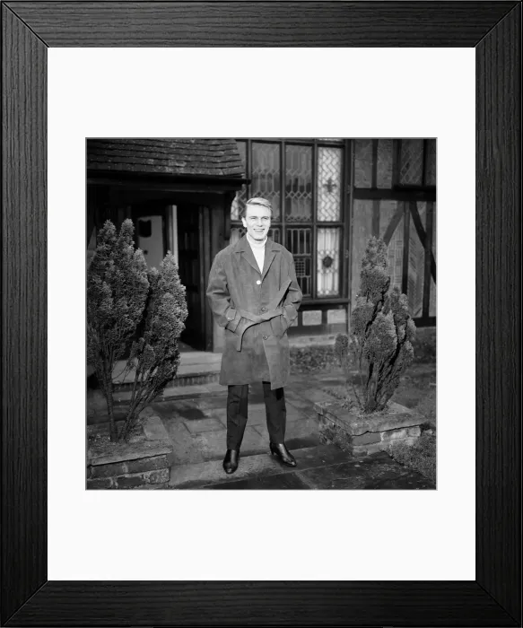 Framed Print : Adam Faith modelling a Canary Yellow pullover and Suede jacket. 13th December 1963 Framed Print : Adam Faith modelling a Canary Yellow pullover and Suede jacket. 13th December 1963