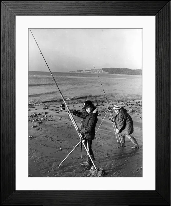 Framed Print : Fishing - Two young anglers who were competing in the South Wales Echo Seamaster Open