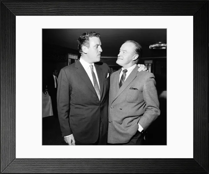 Framed Print : Comedian Bob Hope seen here at the Dorchester Hotel, Park Lane with television presenter Framed Print : Comedian Bob Hope seen here at the Dorchester Hotel, Park Lane with television presenter
