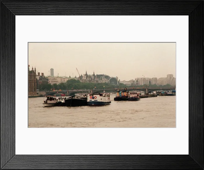 Framed Print : River Thames - Barges - River Buses