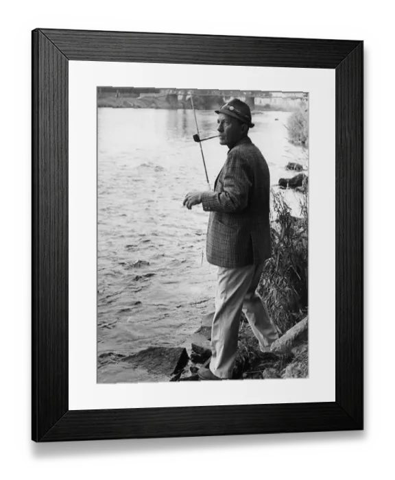 Framed Print : Bing Crosby fly fishing in Cockermouth in Cumbria 1966 Framed Print : Bing Crosby fly fishing in Cockermouth in Cumbria 1966