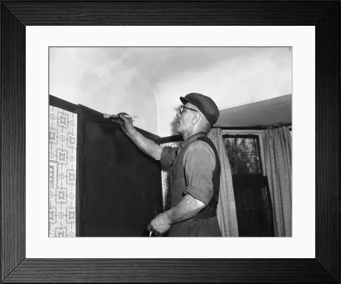 Framed Print : Painter and decorater seen here at work circa April 1959 Framed Print : Painter and decorater seen here at work circa April 1959