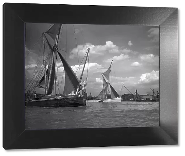 River Thames Scenes 1946 Foreground - Thames barges