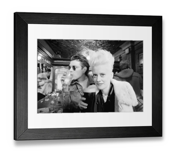 Framed Print : Alannah Currie and Tom Bailey who form pop duo The Thompson Twins pictured inside Framed Print : Alannah Currie and Tom Bailey who form pop duo The Thompson Twins pictured inside