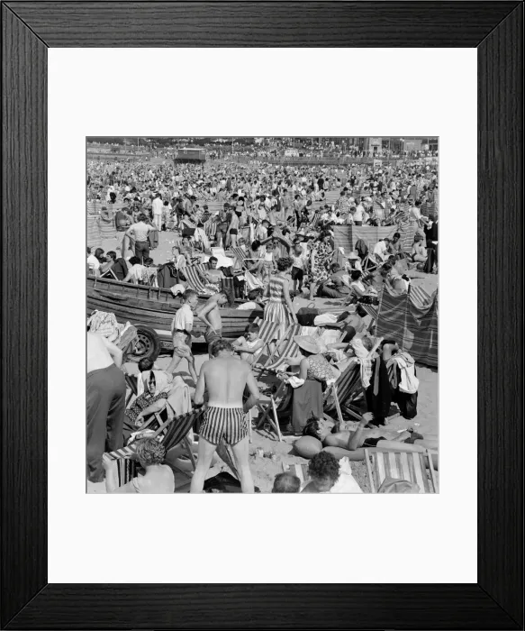 Framed Print : Crowded beach at Margate with holiday makers enjoying the sun. 4th August 1964 Framed Print : Crowded beach at Margate with holiday makers enjoying the sun. 4th August 1964