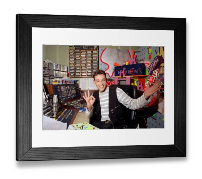 Framed Print : Toby Anstis at The BBC in the Childrens studio. 8th October 1993 Framed Print : Toby Anstis at The BBC in the Childrens studio. 8th October 1993