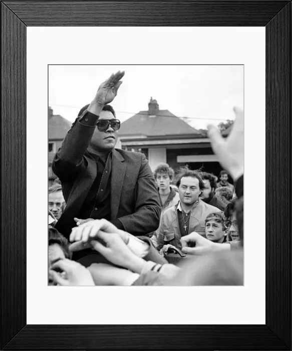 Framed Print : Muhammad Ali at Nuneaton. The boxing legend brought his own kind of magic to thrill Framed Print : Muhammad Ali at Nuneaton. The boxing legend brought his own kind of magic to thrill