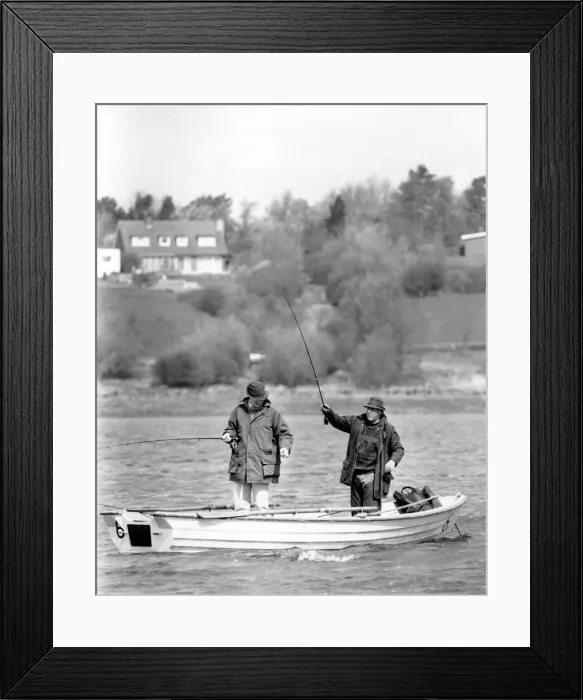 Framed Print : Angling. Anglers Alan Hall(left) and Ronald Prince set for a good day
