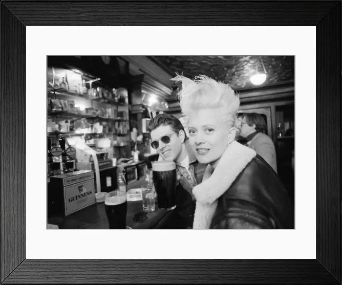 Framed Print : Alannah Currie and Tom Bailey who form pop duo The Thompson Twins pictured inside Framed Print : Alannah Currie and Tom Bailey who form pop duo The Thompson Twins pictured inside