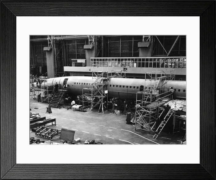 Framed Print : Concorde supersonic jet being built in Bristol England 1967