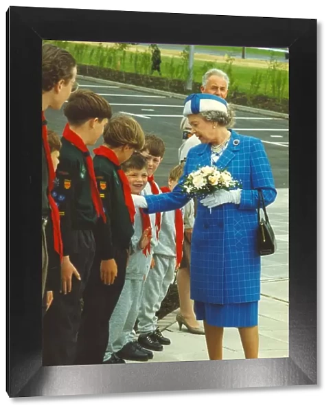 Queen Elizabeth II visits the town of Bedlington in Northumberland meeting members of