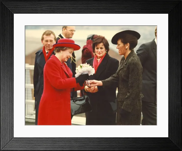 Framed Print : Queen Elizabeth II visits the North East to officially open the Blaydon Bridge