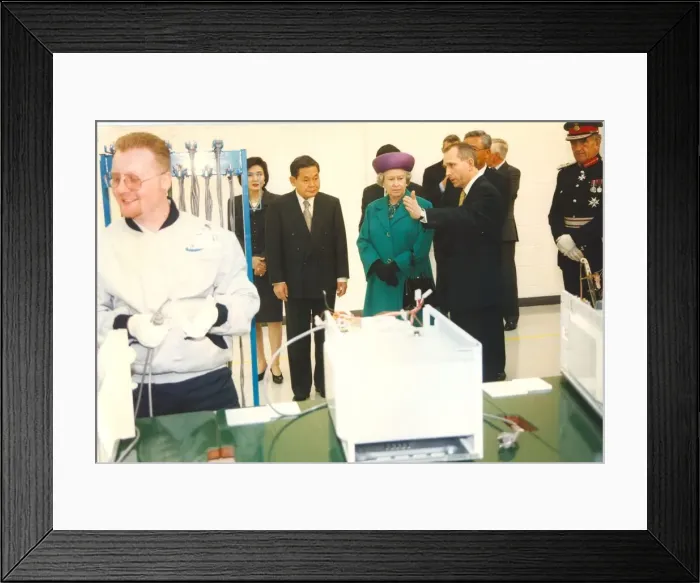 Framed Print : Queen Elizabeth II and Prince Phillip visit the Samsung Factory in Wynyard Framed Print : Queen Elizabeth II and Prince Phillip visit the Samsung Factory in Wynyard