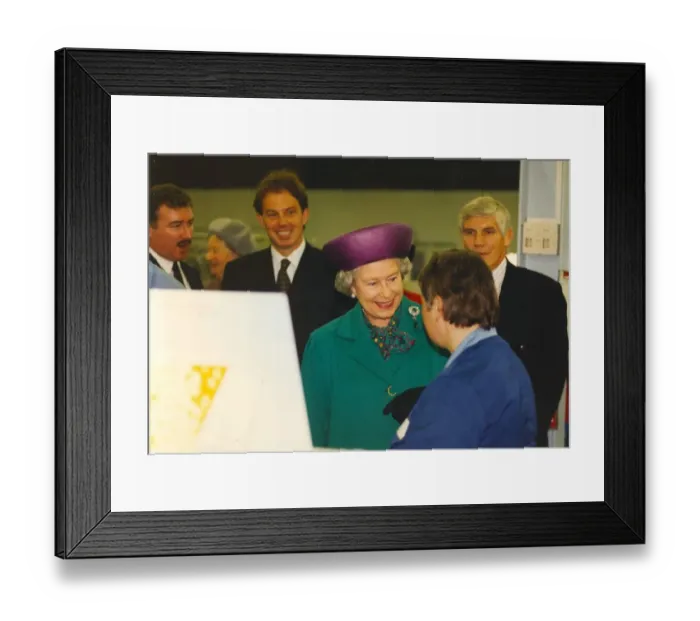 Framed Print : Queen Elizabeth II and Prince Phillip visit the Thorn Lighting Factory in Spennymoor Framed Print : Queen Elizabeth II and Prince Phillip visit the Thorn Lighting Factory in Spennymoor