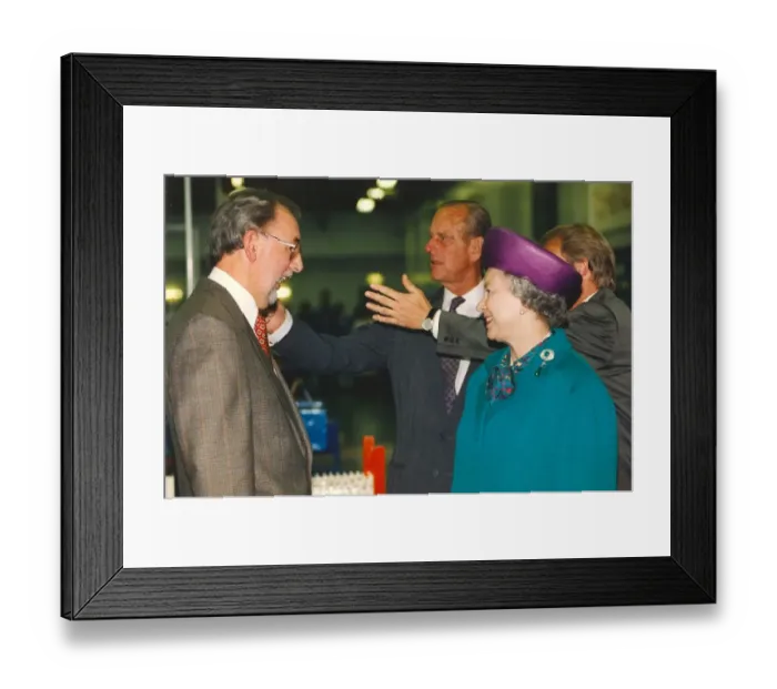 Framed Print : Queen Elizabeth II and Prince Phillip visit the Thorn Lighting Factory in Spennymoor