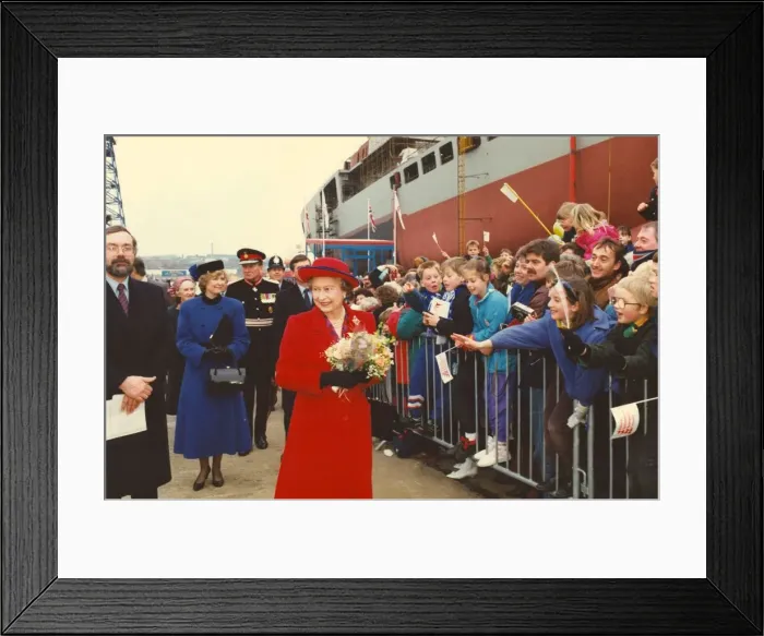 Framed Print : Queen Elizabeth II visits the North East - at Swan Hunter Shipyard to launch the James Framed Print : Queen Elizabeth II visits the North East - at Swan Hunter Shipyard to launch the James