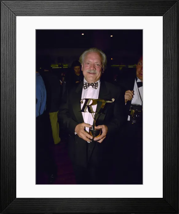 Framed Print : British actor David Jason at the 1998 BAFTA TV Awards with his award he received for A Framed Print : British actor David Jason at the 1998 BAFTA TV Awards with his award he received for A